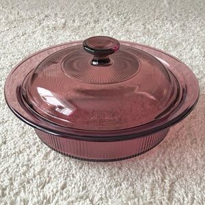 Pyrex | Corning Visions Cranberry Glass Round Casserole Dish